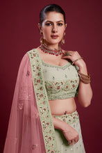 Load image into Gallery viewer, Traditional Georgette Olive Color Lehenga With Embroidered And Thread Work Clothsvilla