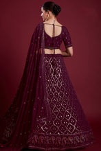 Load image into Gallery viewer, Ravishing Wine Color Georgette Lehenga With Embroidered for Wedding Clothsvilla