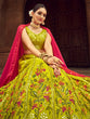 Load image into Gallery viewer, Fluorescent Green Thread And Sequins Embroidered Georgette Festive &amp; Party Wear Semi Stitched Lehenga Clothsvilla