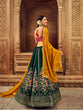 Load image into Gallery viewer, Green Thread And Sequins Embroidered Georgette Festive &amp; Party Wear Semi Stitched Lehenga Clothsvilla