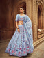 Sky Blue Thread And Sequins Embroidered Georgette Festive & Party Wear Semi Stitched Lehenga Clothsvilla