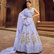 Load image into Gallery viewer, Lavender Thread And Sequins Embroidered Georgette Festive &amp; Party Wear Semi Stitched Lehenga Clothsvilla