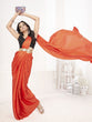 Load image into Gallery viewer, Saffron Orange Ready to Wear One Minute Lycra Saree ClothsVilla