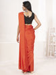 Load image into Gallery viewer, Saffron Orange Ready to Wear One Minute Lycra Saree ClothsVilla