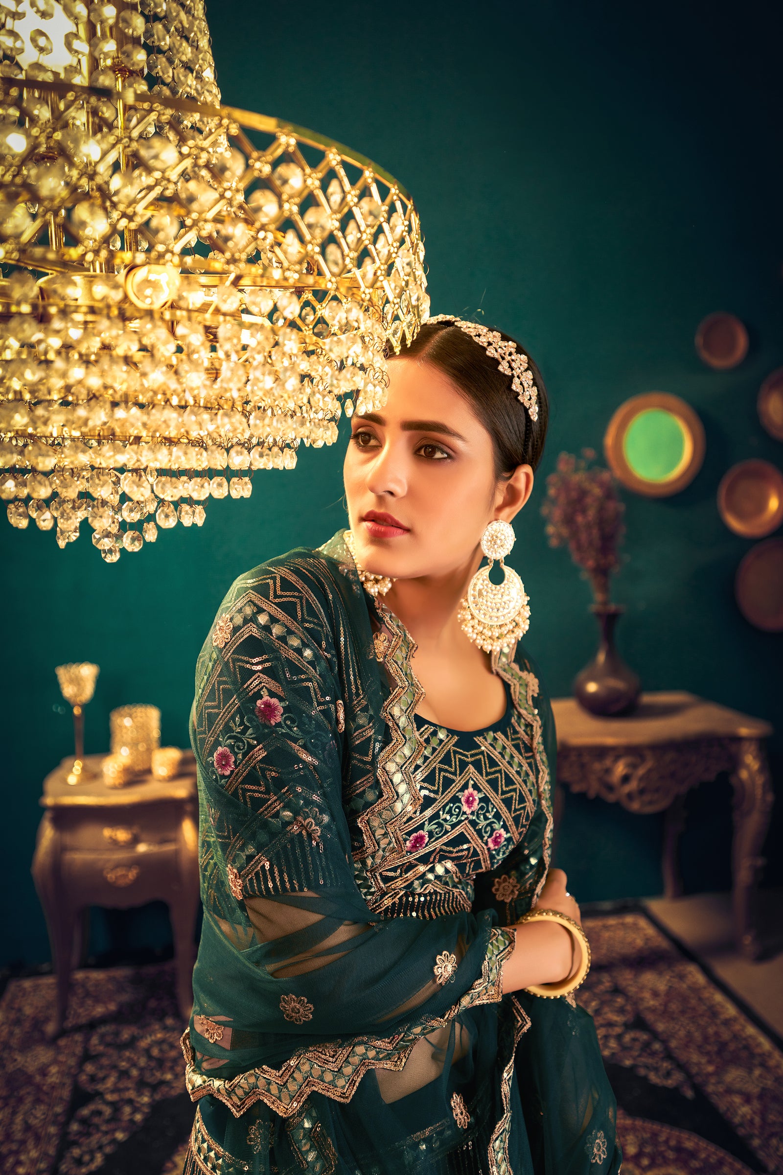 Sangeet Lehenga Choli, Heavy Designer Green Lehenga Choli, Handwork Work Lehenga Choli For Women ClothsVilla
