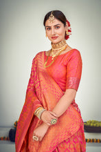 Load image into Gallery viewer, Sangeet Wear Art Silk Fabric Weaving Work Saree In Peach Color ClothsVilla