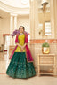 Sangeet Wear Chiffon Fabric Dark Green Color Spectacular Embroidered Work Lehenga ClothsVilla