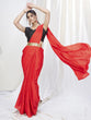 Load image into Gallery viewer, Scarlet Red Ready to Wear One Minute Lycra Saree ClothsVilla