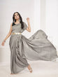 Load image into Gallery viewer, Seal Grey Ready to Wear One Minute Lycra Saree ClothsVilla