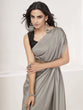 Load image into Gallery viewer, Seal Grey Ready to Wear One Minute Lycra Saree ClothsVilla