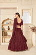 Load image into Gallery viewer, Seductive Maroon Thread And Sequins Embroidered Georgette Party Wear Lehenga ClothsVilla