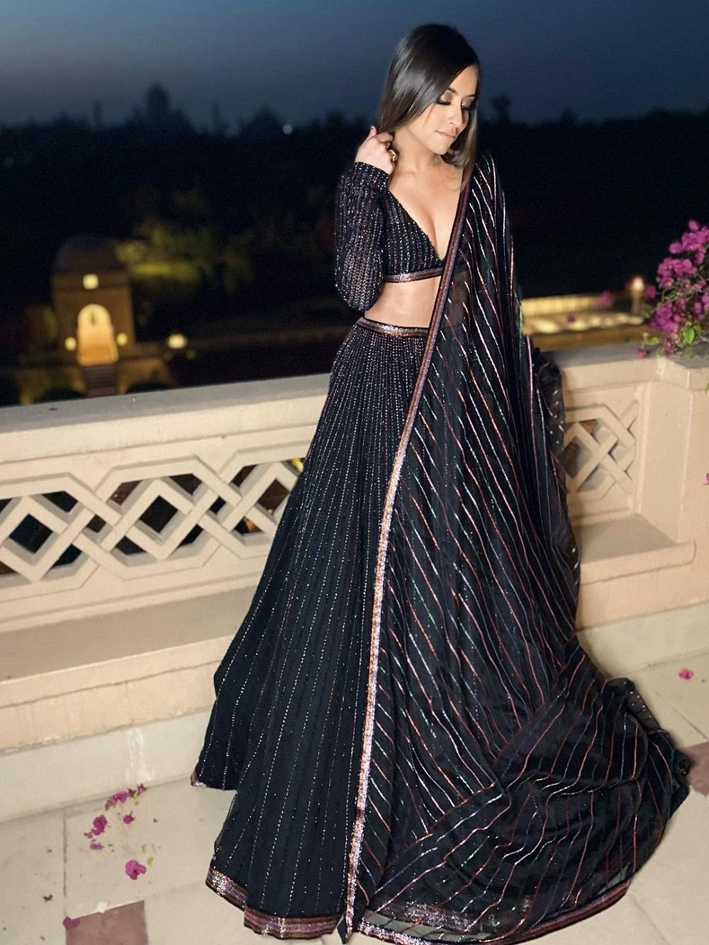 Black Color Sequins Embroidery Work Georgette Party Wear Lehenga Choli Clothsvilla
