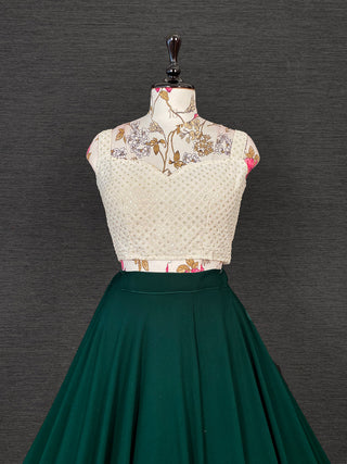 Green Color Georgette Lehenga Choli With Embroidery Work Koti Clothsvilla