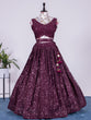 Load image into Gallery viewer, Wine Color Sequins and Thread Embroidery Work Georgette Lehenga Clothsvilla