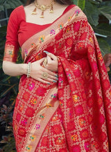 Load image into Gallery viewer, Impressive Red Soft Banarasi Silk Saree With Redolent Blouse Piece Shriji