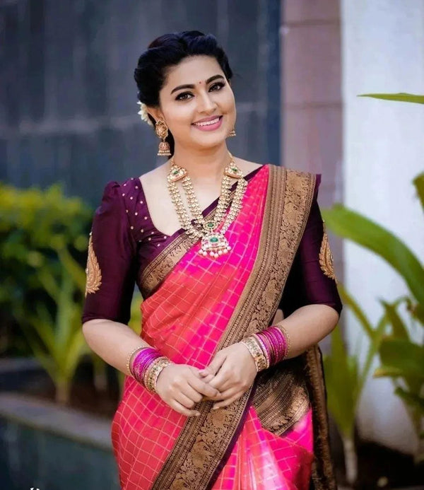 Admirable Pink Soft Silk Saree With Artistic Blouse Piece Shriji