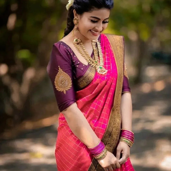 Admirable Pink Soft Silk Saree With Artistic Blouse Piece Shriji