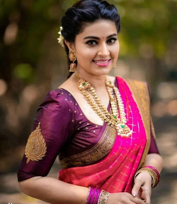 Admirable Pink Soft Silk Saree With Artistic Blouse Piece Shriji
