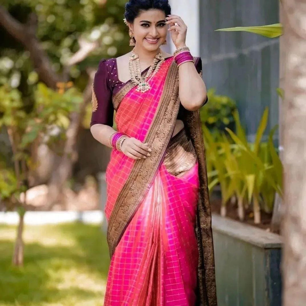 Admirable Pink Soft Silk Saree With Artistic Blouse Piece Shriji