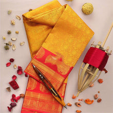 Load image into Gallery viewer, Lassitude Yellow Soft Banarasi Silk Saree With Flattering Blouse Piece Shriji