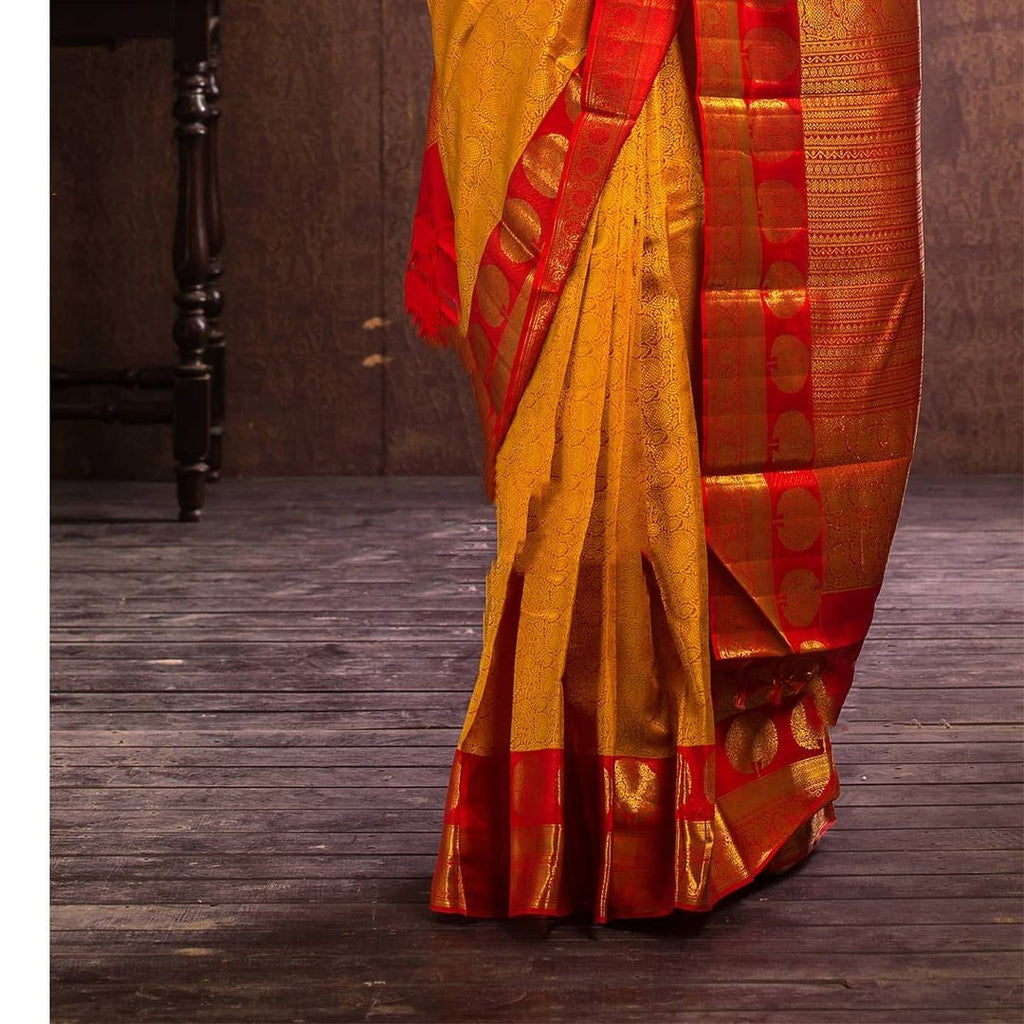 Lassitude Yellow Soft Banarasi Silk Saree With Flattering Blouse Piece Shriji