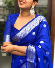 Load image into Gallery viewer, Intricate Royal Blue Soft Silk Saree With Incomparable Blouse Piece Shriji