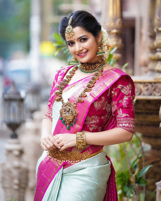 Pleasurable Sea Green Soft Banarasi Silk Saree With Two Smashing Blouse Piece Shriji