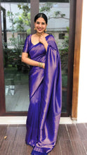 Load image into Gallery viewer, Assemblage Blue Soft Banarasi Silk Saree With Adoring Blouse Piece Shriji