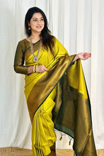 Load image into Gallery viewer, Snazzy Lemon Soft Silk Saree With Inspiring Blouse Piece Shriji