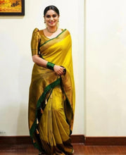 Load image into Gallery viewer, Wonderful Yellow Soft Banarasi Silk Saree With Girlish Blouse Piece Shriji