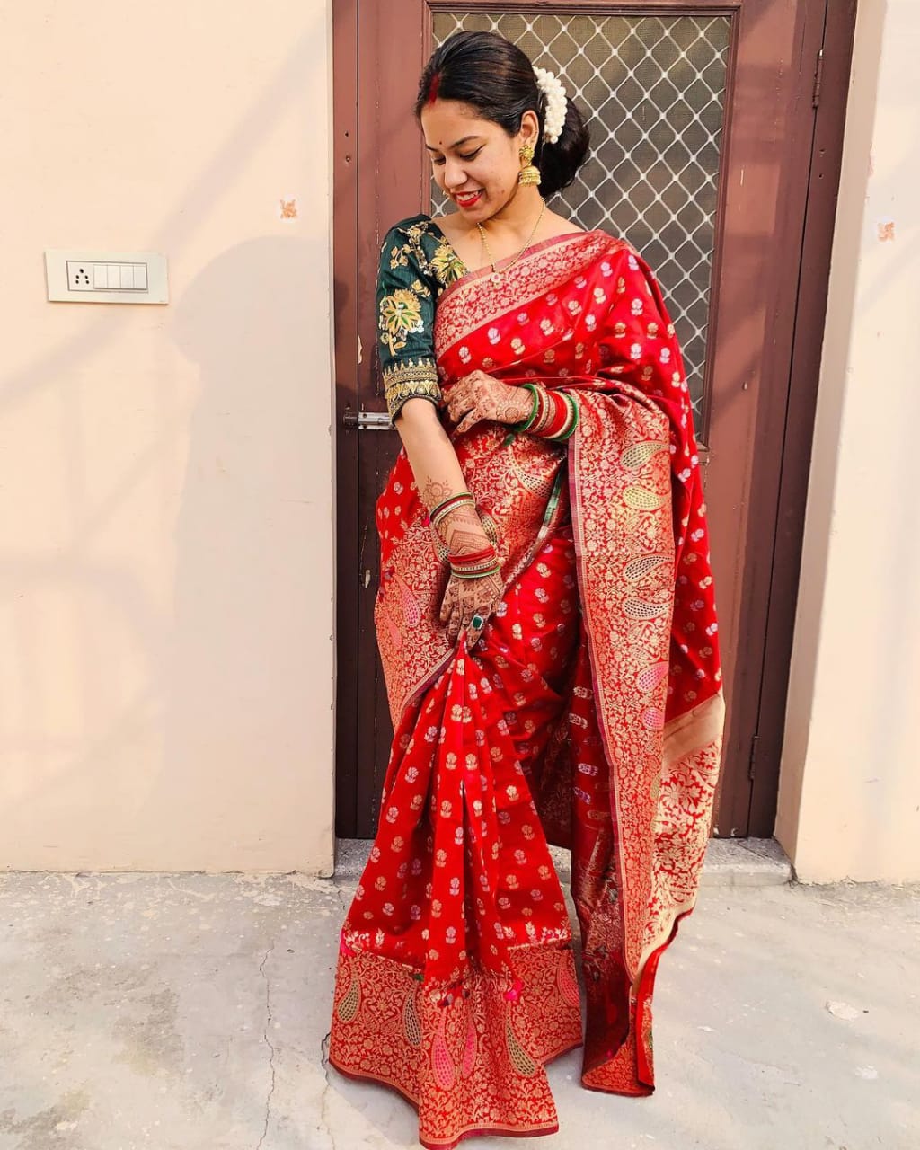 Jazzy Red Soft Banarasi Silk Saree With Demesne Two Blouse Piece Shriji