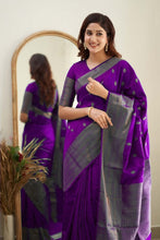 Load image into Gallery viewer, Blooming Purple Soft Silk Saree With Captivating Blouse Piece Shriji