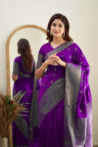 Blooming Purple Soft Silk Saree With Captivating Blouse Piece Shriji