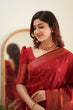 Load image into Gallery viewer, Prominent Red Soft Silk Saree With Mesmeric Blouse Piece Shriji