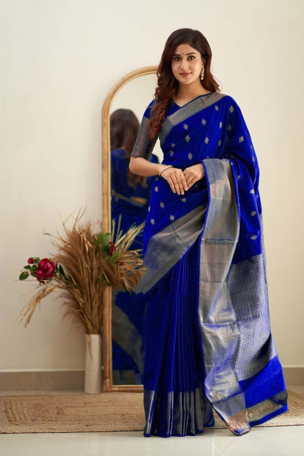Pleasant Royal Blue  Soft Silk Saree With Delightful Blouse Piece Shriji