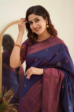 Load image into Gallery viewer, Groovy Navy Blue Soft Silk Saree With Scrumptious Blouse Piece Shriji