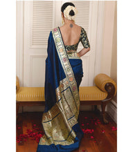 Load image into Gallery viewer, Ephemeral Navy Blue Soft Silk Saree With Gorgeous Blouse Piece Shriji