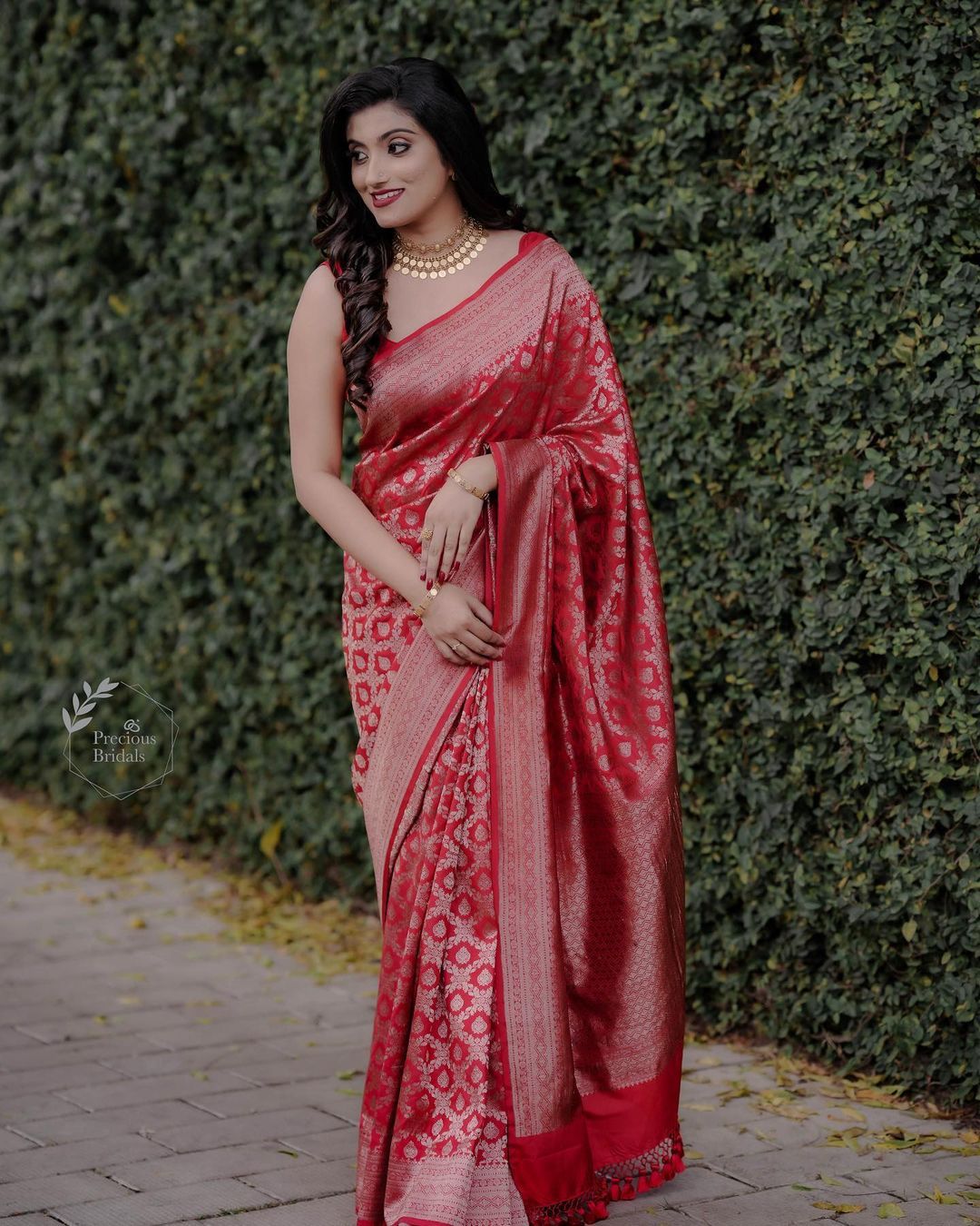 Lovely Red Soft Banarasi Silk Saree With Precious Blouse Piece Shriji