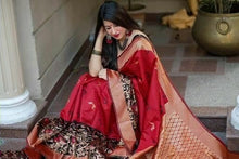 Load image into Gallery viewer, Elegant Red Soft Banarasi Silk Saree With Sensational Blouse Piece Shriji