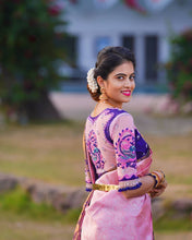 Load image into Gallery viewer, Twirling Pink Soft Banarasi Silk Saree With Two Palimpsest Blouse Piece Shriji