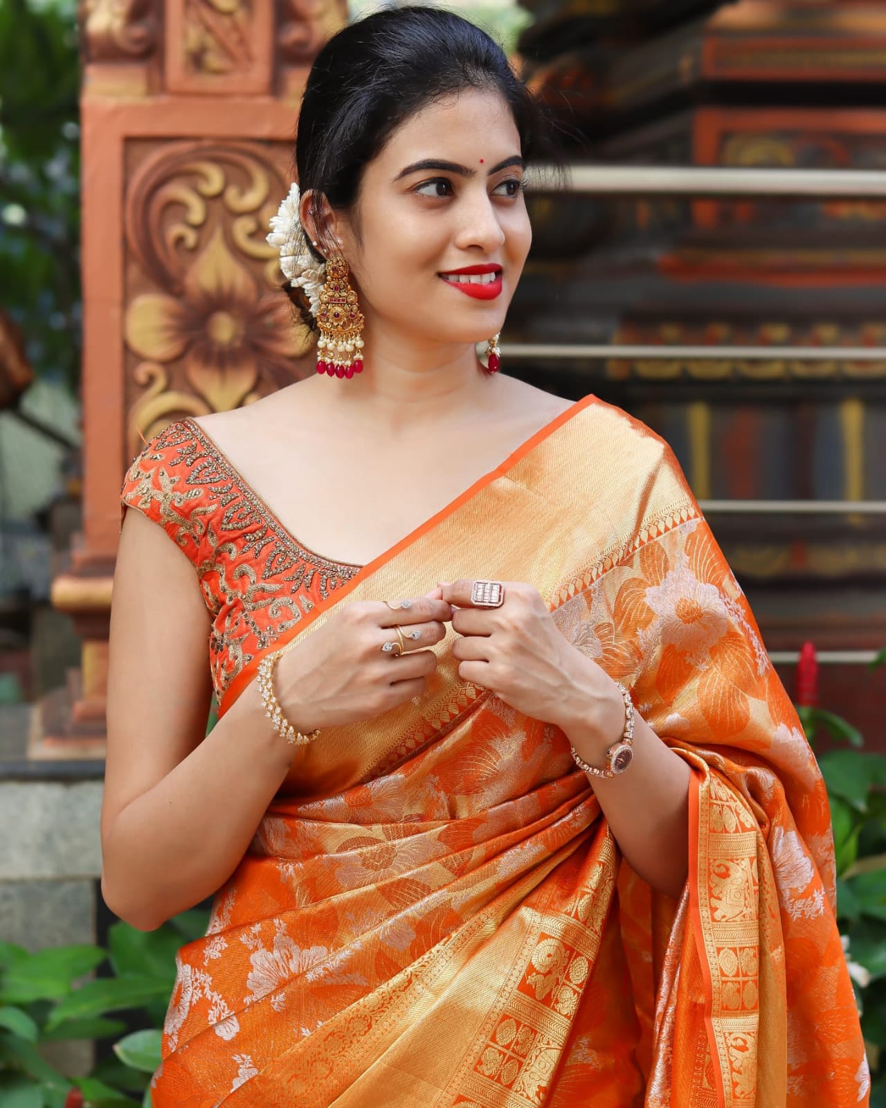 Felicitous Orange Soft Banarasi Silk Saree With Enchanting Blouse Piece Shriji