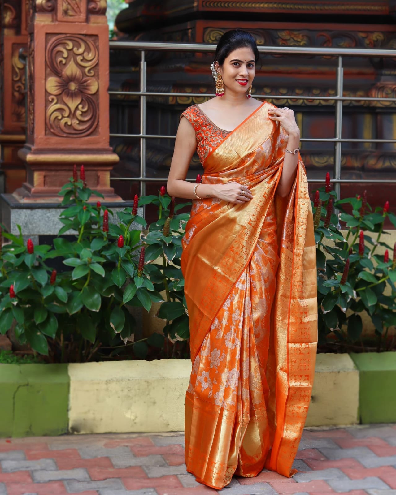 Felicitous Orange Soft Banarasi Silk Saree With Enchanting Blouse Piece Shriji
