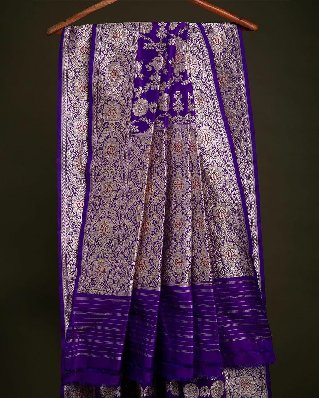Prominent Purple Soft Banarasi Silk Saree With Pretty Blouse Piece Shriji Main image