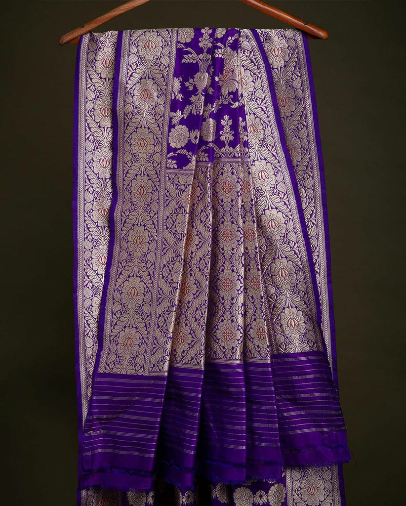 Prominent Purple Soft Banarasi Silk Saree With Pretty Blouse Piece Shriji