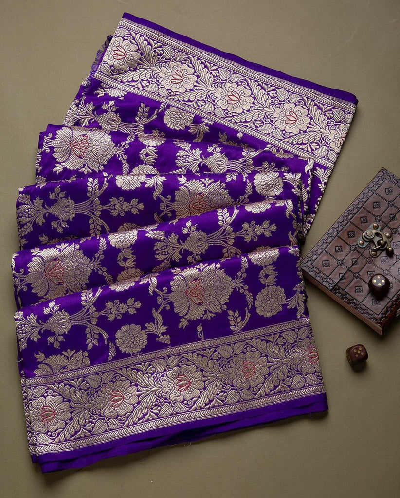 Prominent Purple Soft Banarasi Silk Saree With Pretty Blouse Piece Shriji