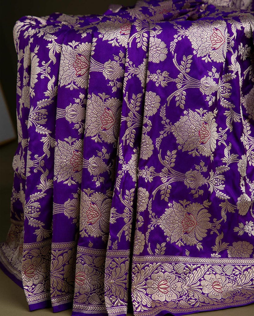 Prominent Purple Soft Banarasi Silk Saree With Pretty Blouse Piece Shriji