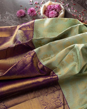 Load image into Gallery viewer, Staggering Sea Green Soft Banarasi Silk Saree With Divine Blouse Piece Shriji