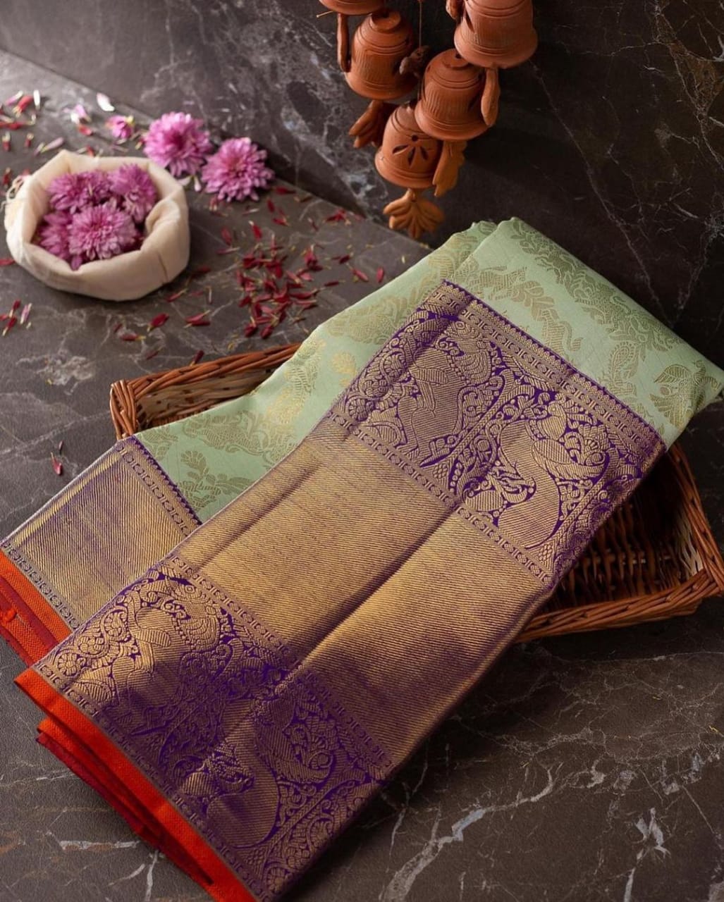 Staggering Sea Green Soft Banarasi Silk Saree With Divine Blouse Piece Shriji