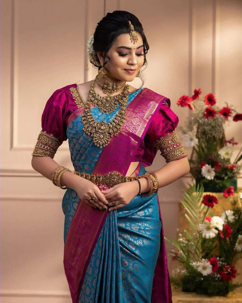 Desiring Firozi Soft Banarasi Silk Saree With Imaginative Blouse Piece Shriji