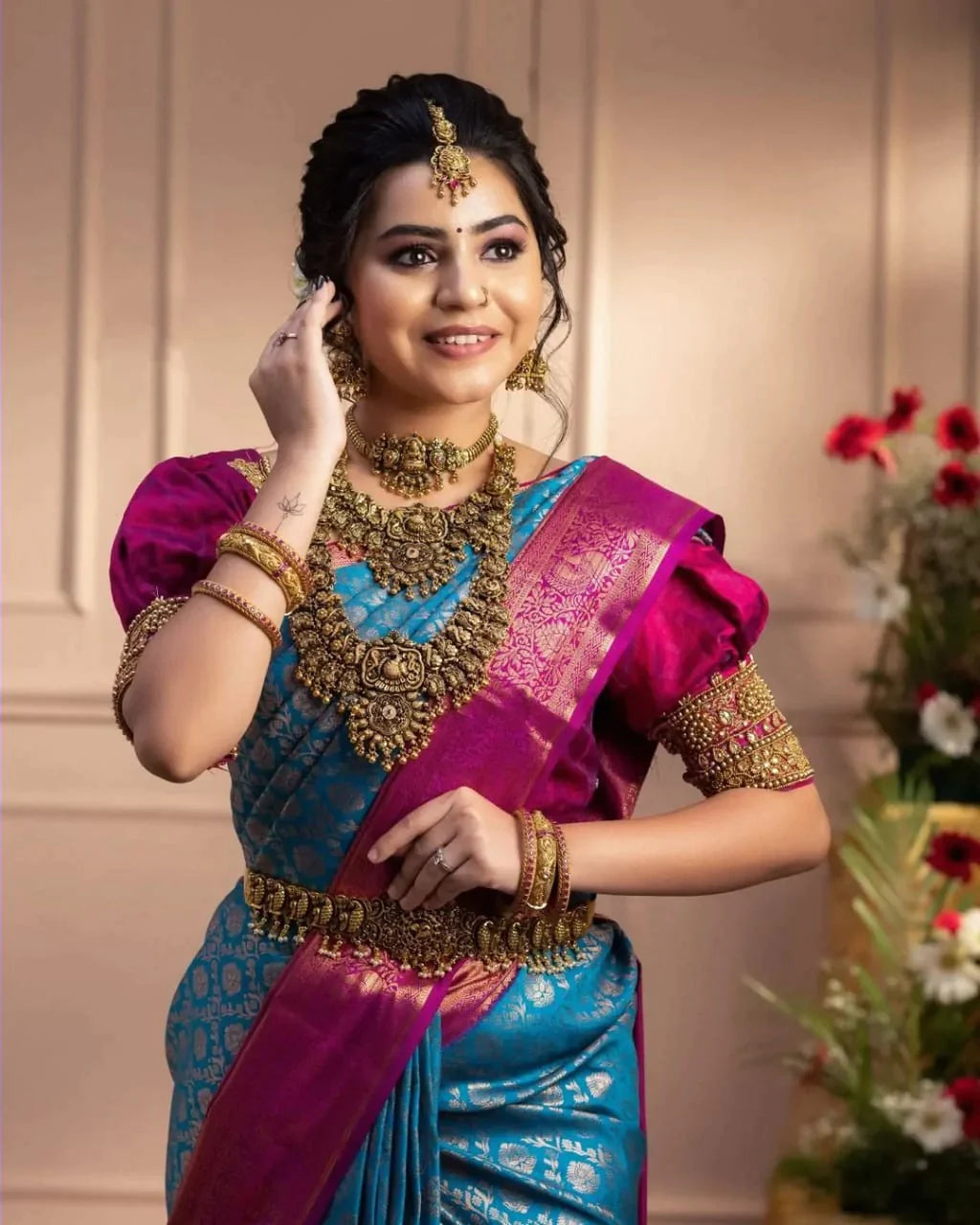 Desiring Firozi Soft Banarasi Silk Saree With Imaginative Blouse Piece Shriji